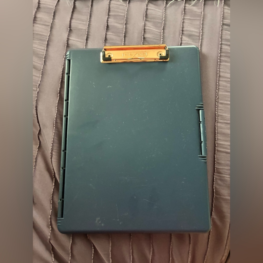 Dark Green Clipboard with Gold Clip